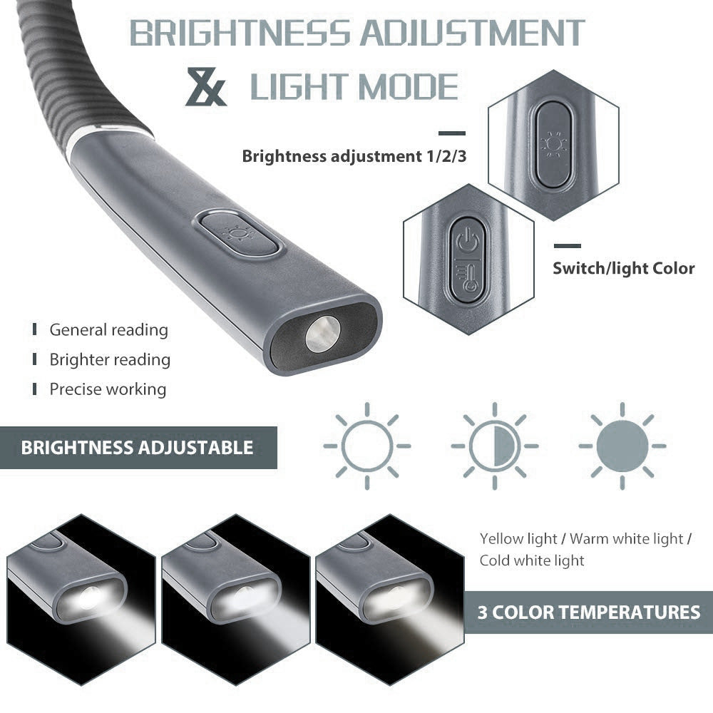Adjustable Neck Reading Light with Rechargeable Battery