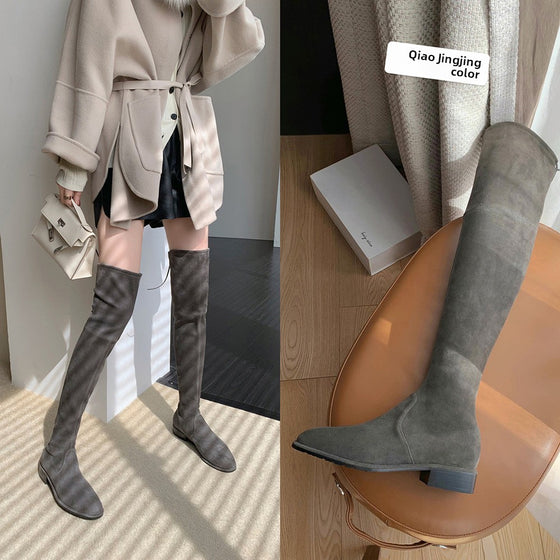 Women's elastic over-the-knee suede boots, photo 3