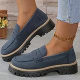 Womens Platform Loafers British Style Casual Shoes