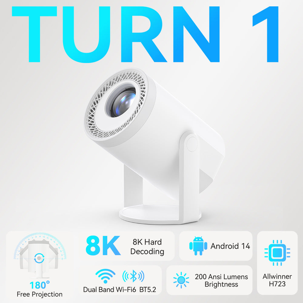Mini Projector 200 Lumens Smart Screen Mirroring 235-Inch Display