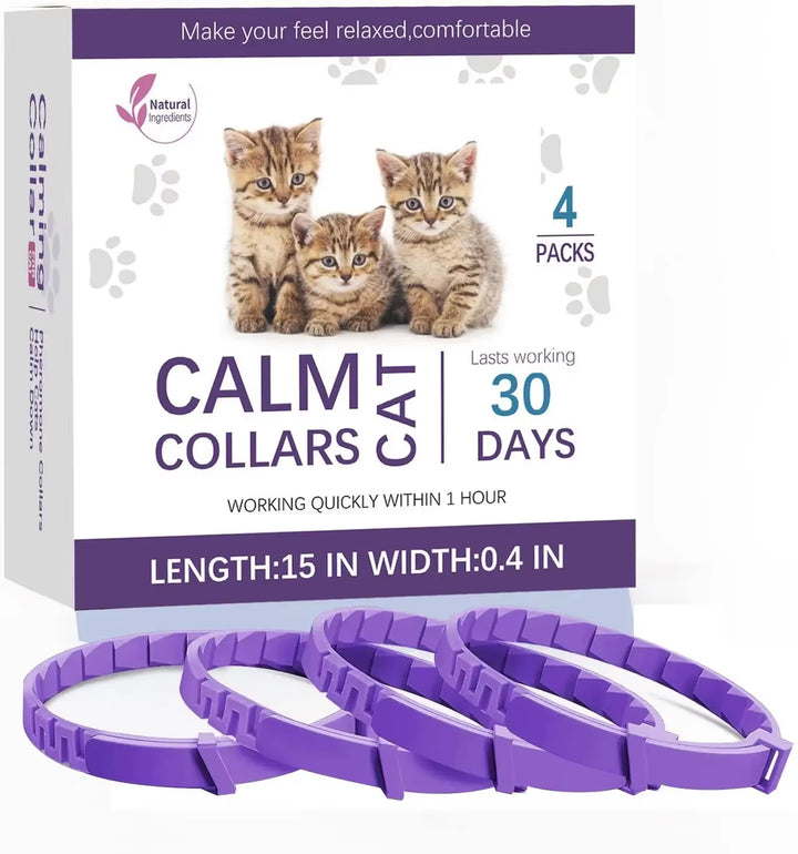 Calming collar on a cat showing adjustable fit