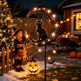 Solar Black Cat Pumpkin Stake Light