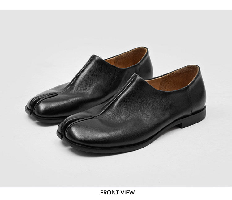 Womens Split Toe Leather Slip On Loafers