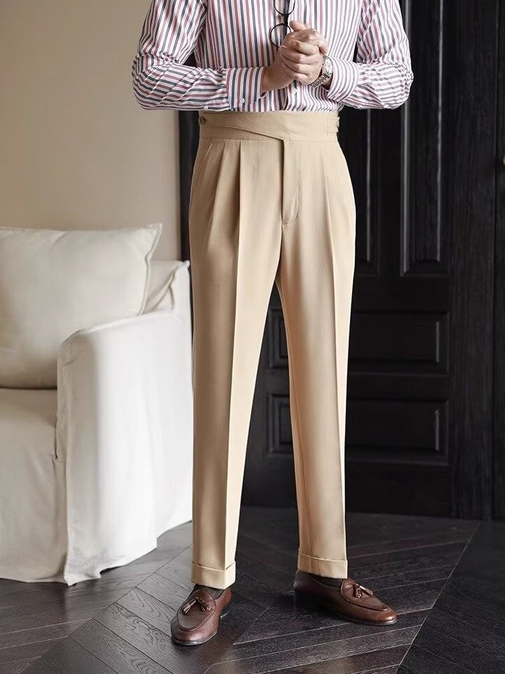High-Waisted Mens Business Casual Trousers