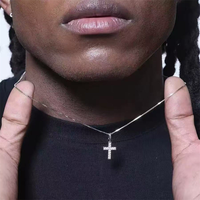 Diamond Cross Box Chain Necklace