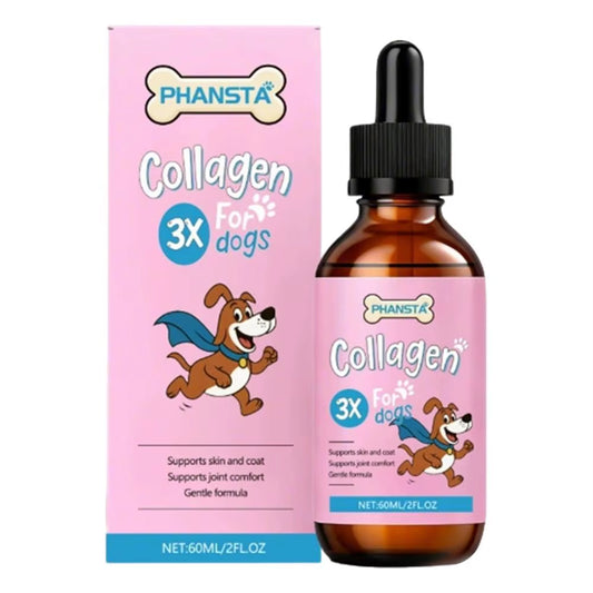 Dog Pet Collagen Based Staple Food Combined with Nutritional Supplement Drops Gentle Formula for Hair and Skin Care 60Ml