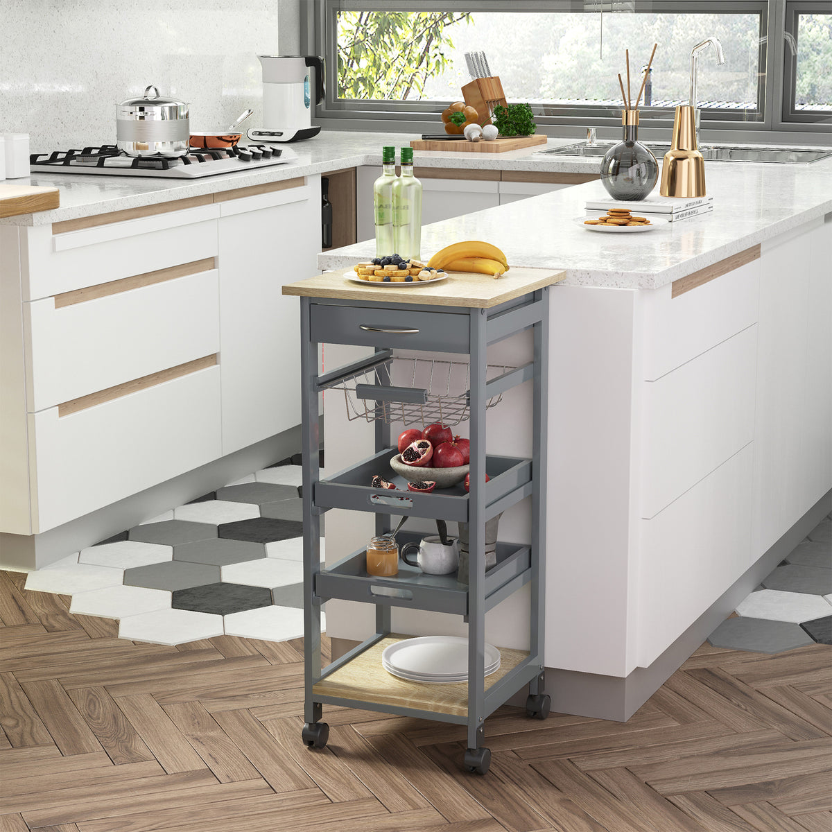 Rolling Kitchen Island Cart With Storage