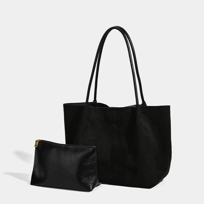 Retro suede fabric shoulder bag