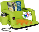 Heated stadium seat full front view in lime
