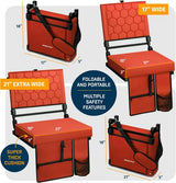 Stadium seat reclining backrest angle adjustment