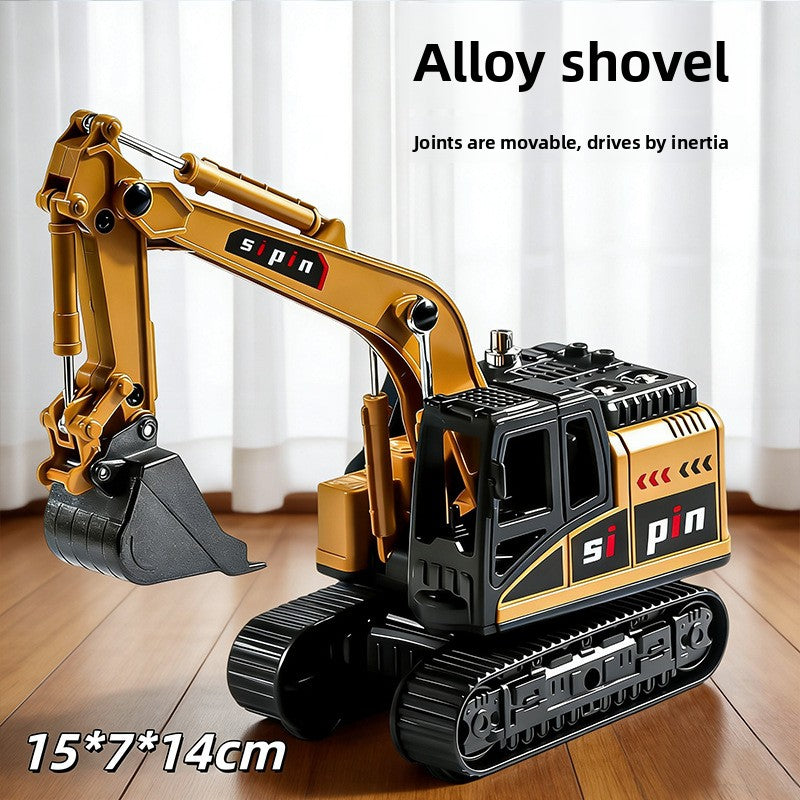Alloy Hand-Cranked Construction Vehicle Toy Set
