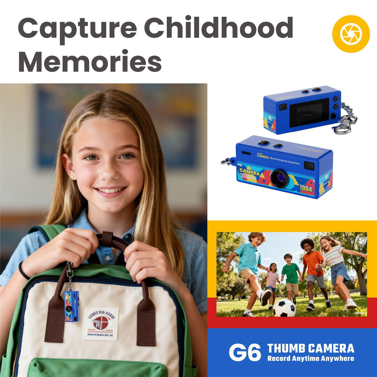 Retro Mini Digital Camera Keychain