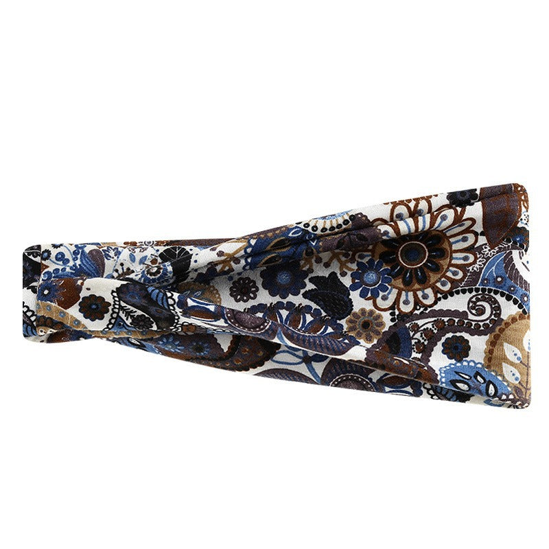 Floral Elastic Printed Wig Headscarf Headband Sports Sweat-Absorbent Hair Accessory