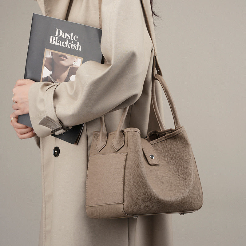 Genuine Leather Bucket Bag for Women