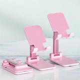 Adjustable desktop phone and tablet stand, front view