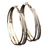 Women Multi-Layer Frosted Alloy Earrings Exaggerated Circle Ear Jewelry