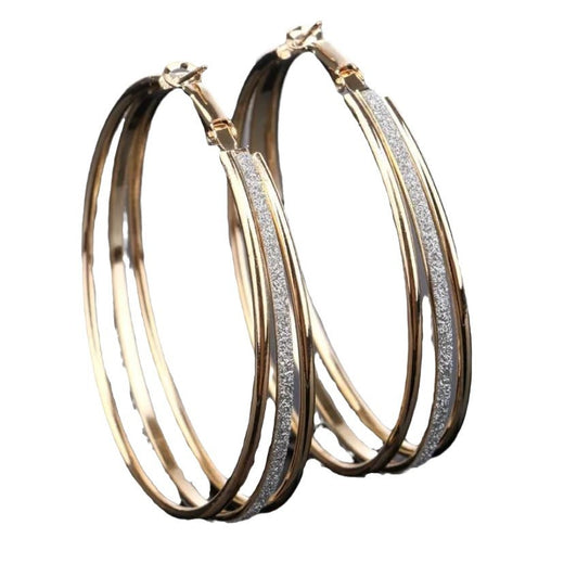Women Multi-Layer Frosted Alloy Earrings Exaggerated Circle Ear Jewelry