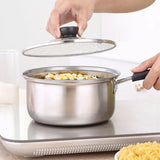 Induction cookware set on induction cooktop
