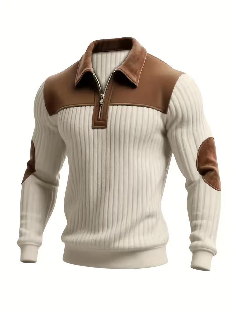 Men's lapel collar full-zip sweatshirt with embroidered patchwork, photo 5