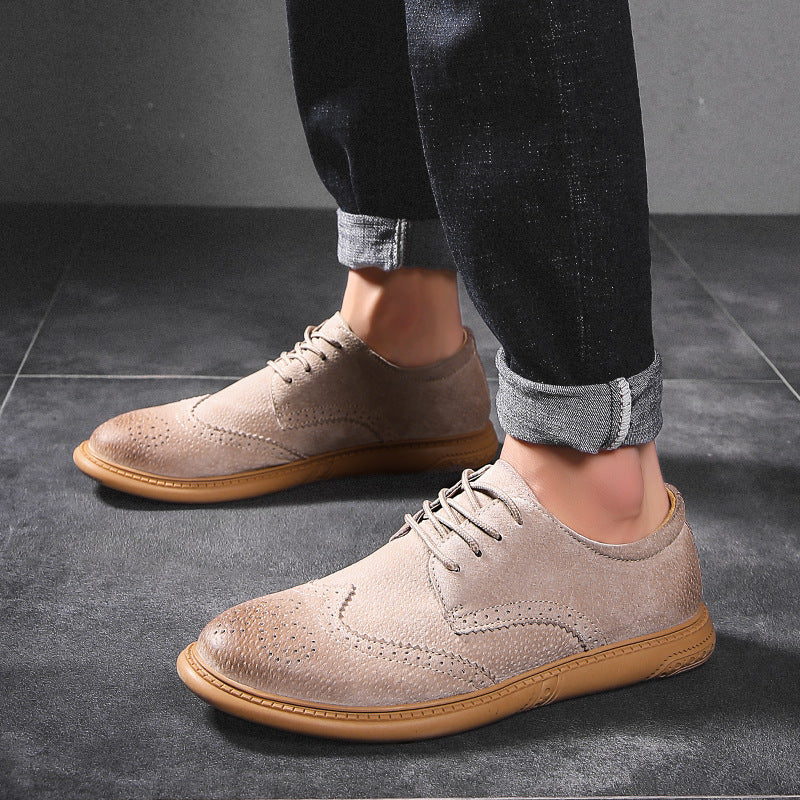 Men's Brogue Leather Casual Breathable Loafers Driving Shoes