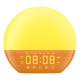 Wood Grain FM Radio Sunrise Wake Up Light Bluetooth Speaker Alarm Clock