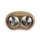 Anti-Tipping Elevated Stainless Steel Dog Bowl with Large Capacity Non-Slip Bottom Double Bowls Pet Feeding Supplies