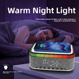 Wireless Charging Bluetooth Speaker with Clock and Night Light