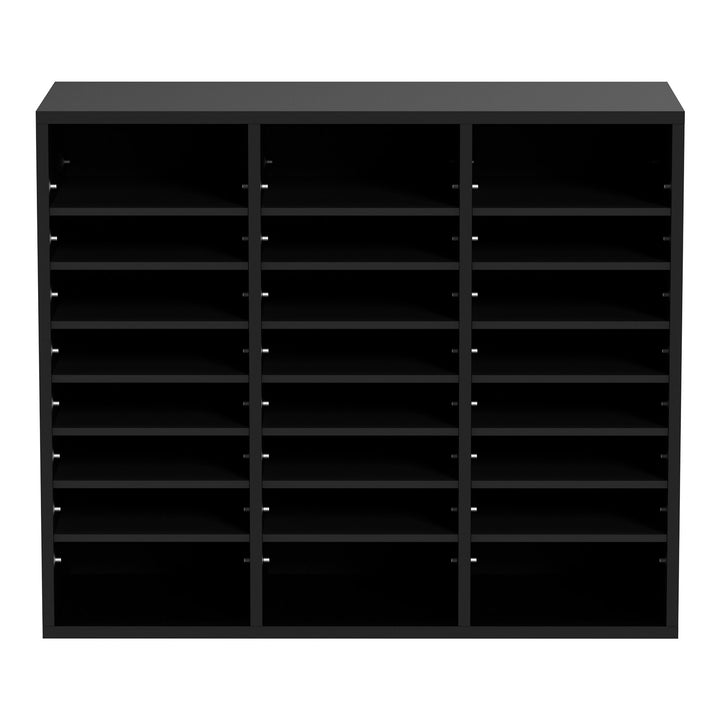 Wood mail sorter in office setting