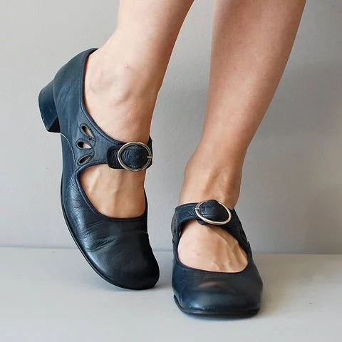 Low Heel Buckle Strap Casual Shoes
