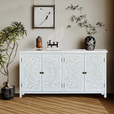 60 Inch White Accent Cabinet Rustic Wood Sideboard