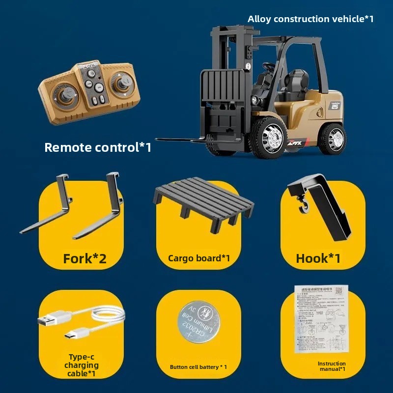 1:64 mini alloy remote control vehicle, half scale-mini alloy forklift
