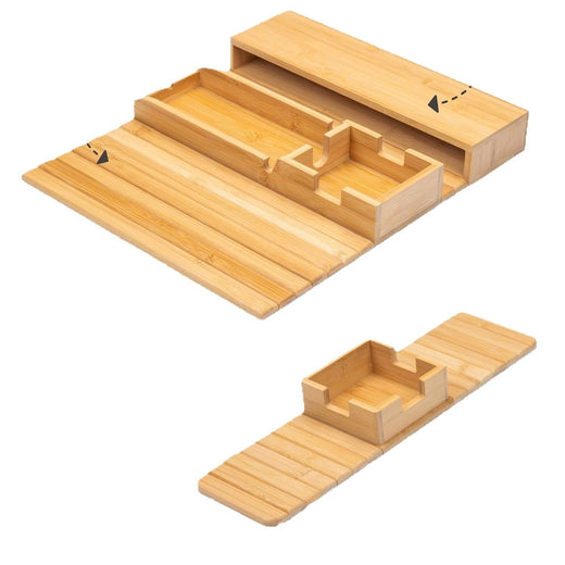 Bamboo sofa cup holder tray