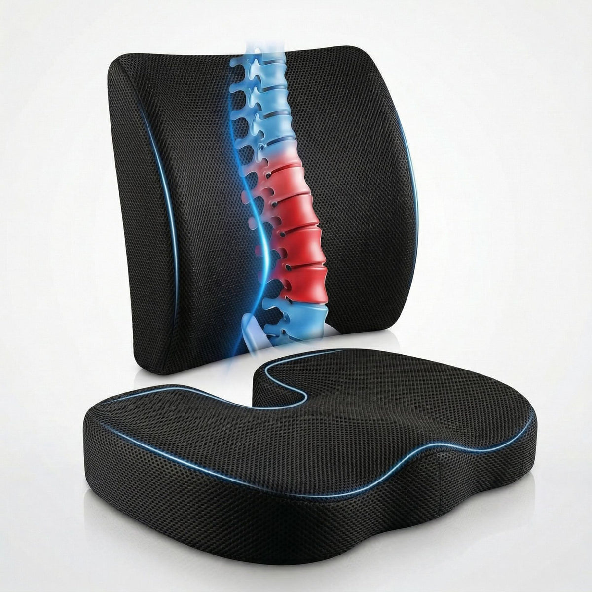 Ergonomic Memory Foam Lumbar and Seat Cushion Health & Wellness product image 5