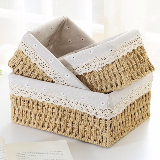 Small storage basket for desktop organizing