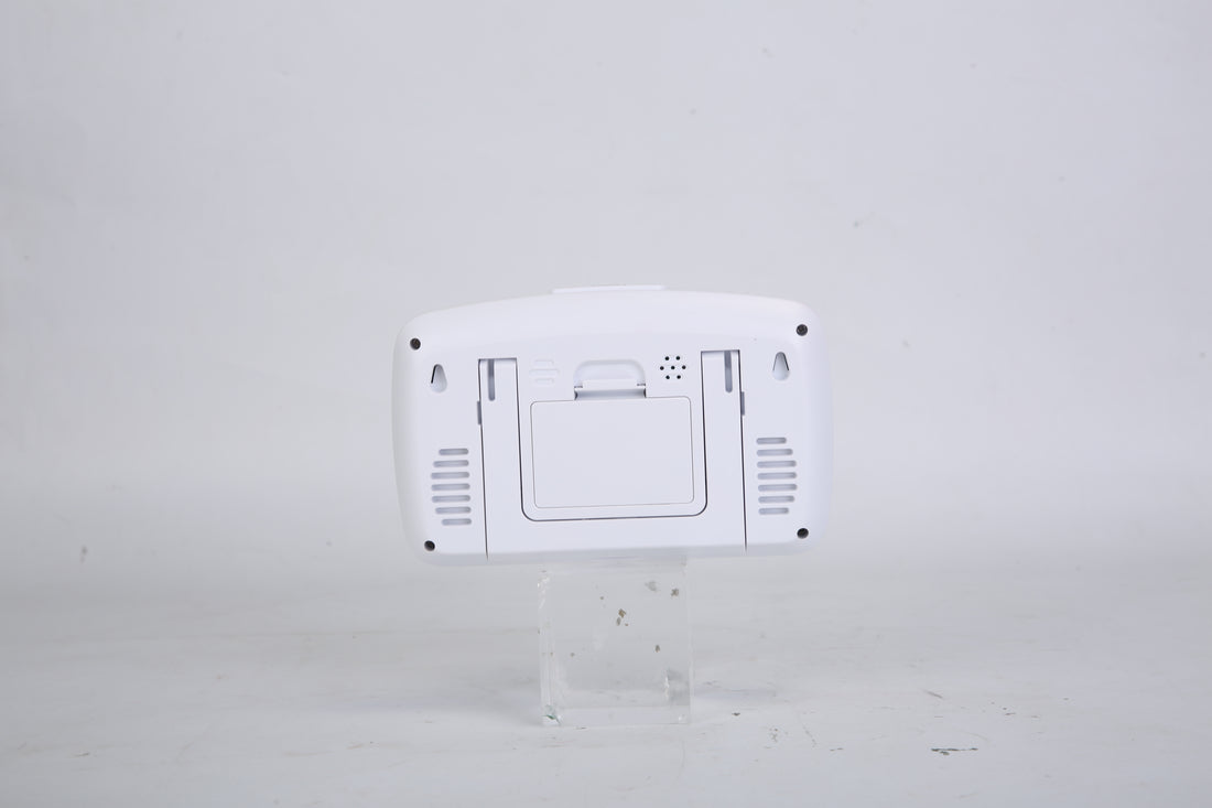 Back of the weather station display with fold-out stand