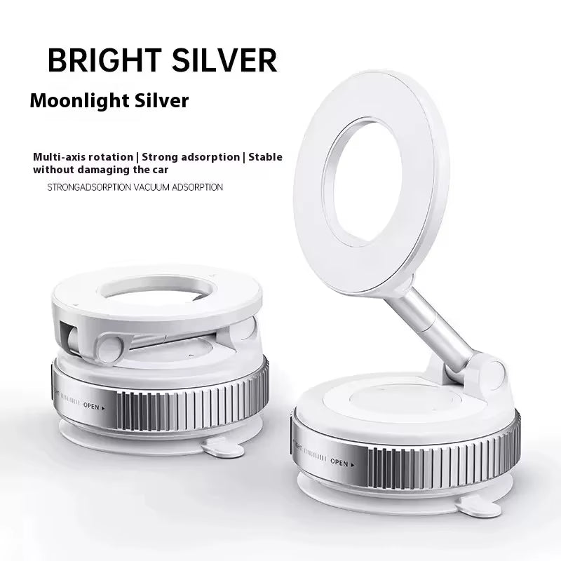 Strong Magnetic Car Phone Holder Foldable Design 360° Adjustable Vacuum Mount for Car/Desk/Bathroom/Universal Use