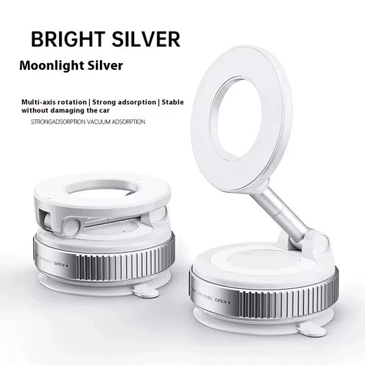Strong Magnetic Car Phone Holder Foldable Design 360° Adjustable Vacuum Mount for Car/Desk/Bathroom/Universal Use