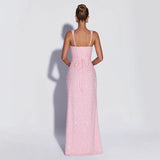 Sequined Sleeveless Tube Top Long Dress with Slit
