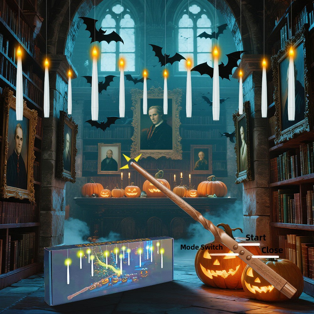 Halloween Floating LED Candle Lights with Magic Wand