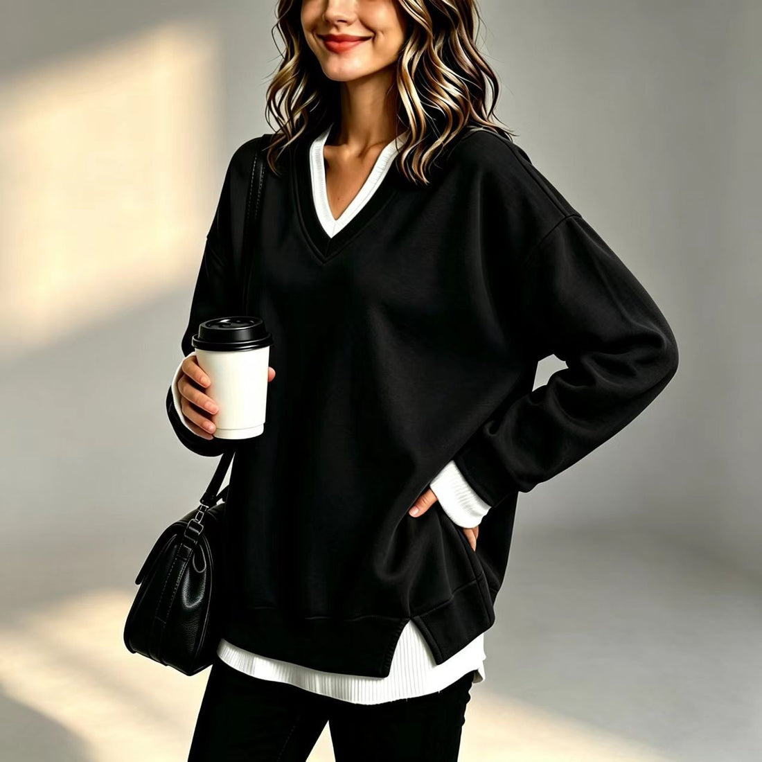 V-neck sweatshirt