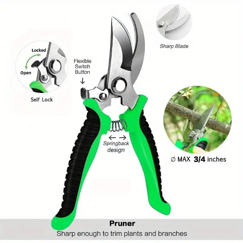 8-piece garden hand tool set with pruning shears, gloves and storage tote, photo 6 of 8