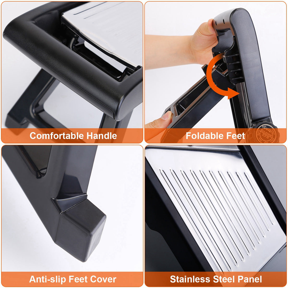 Mandoline slicer slicing potato