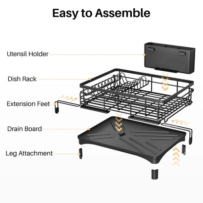 Expandable dish rack stainless steel finish close-up