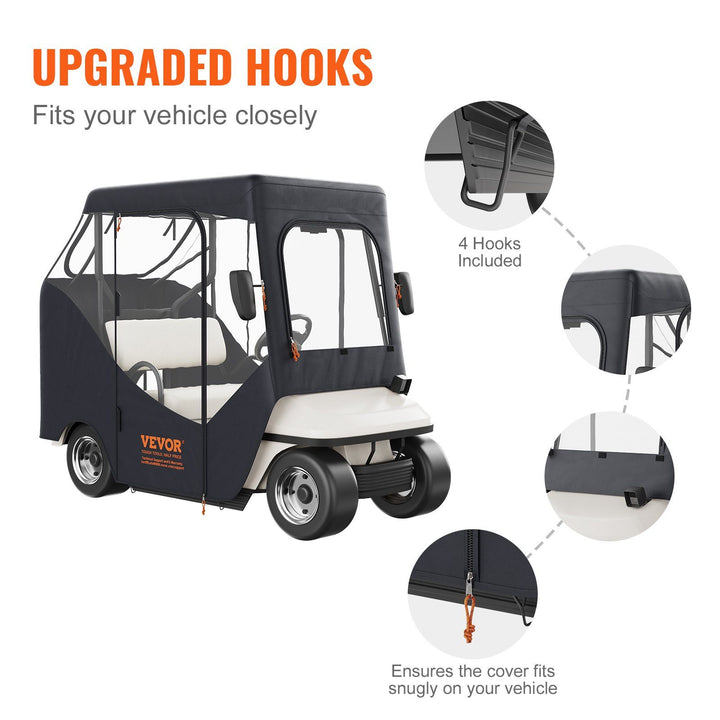 Golf cart enclosure folded for storage