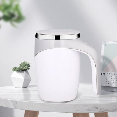 Self stirring electric coffee mug in white