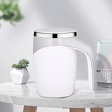 Self stirring electric coffee mug in white
