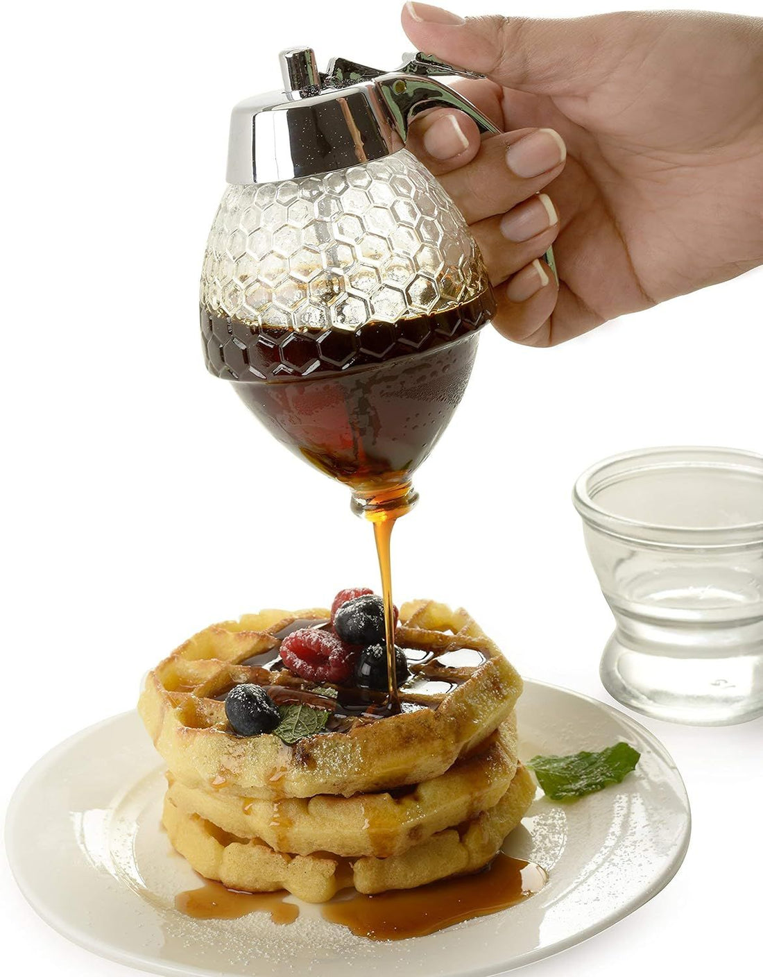 Honey syrup dispenser top opening for refill