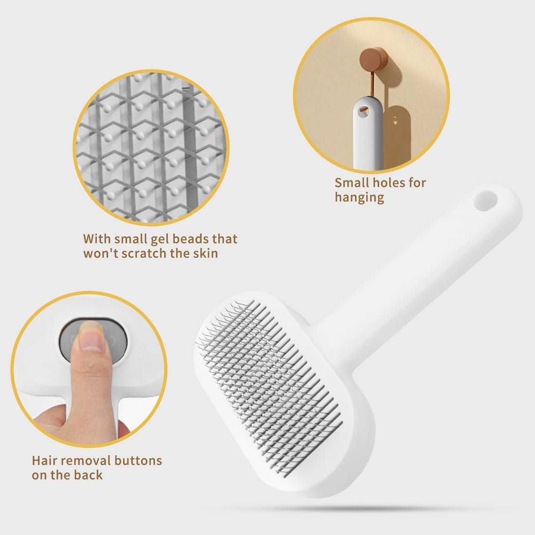 Deshedding brush removing loose undercoat hair