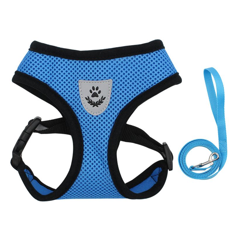Reflective dog harness in Blue side view