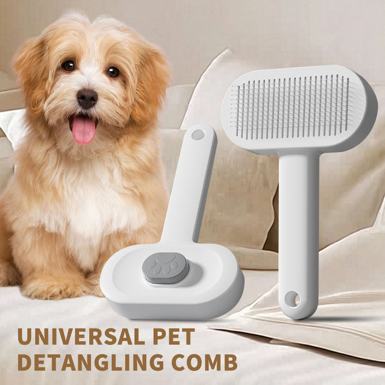 Deshedding brush for dogs and cats with ergonomic handle